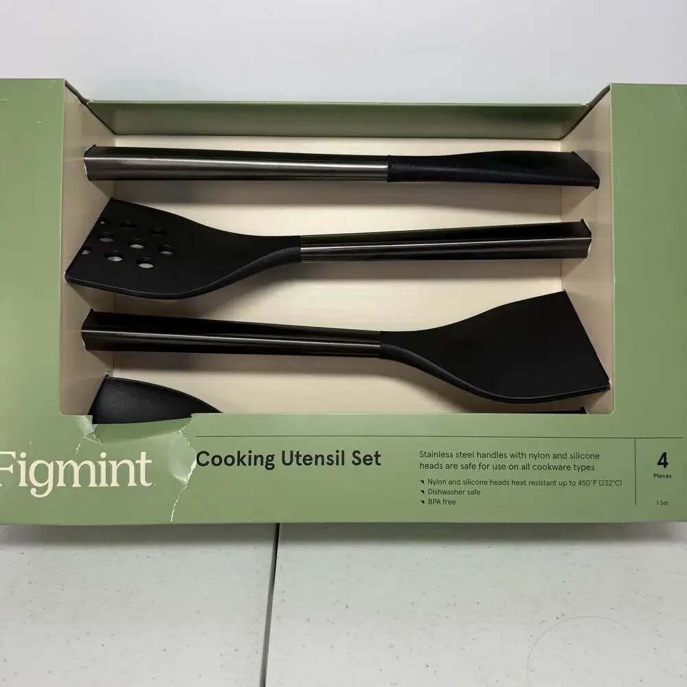Figmint Cooking Utensil Set - Silicon with stainless handles - NIB